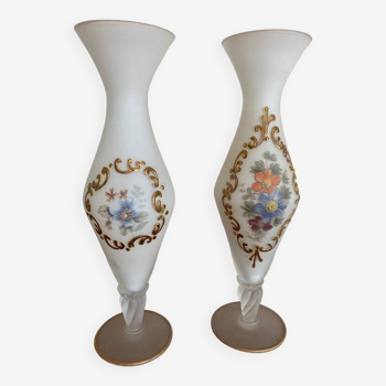Duo vases opaline vintage