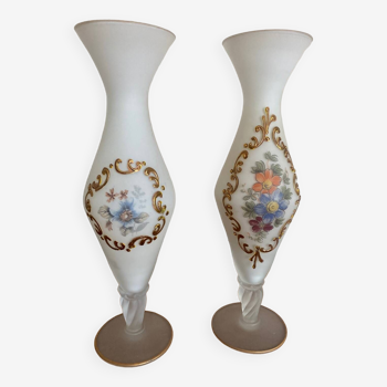 Duo vintage opaline vases