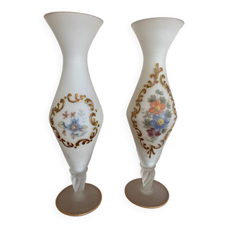 Duo vintage opaline vases