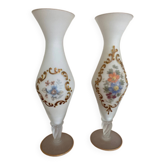 Duo vases opaline vintage