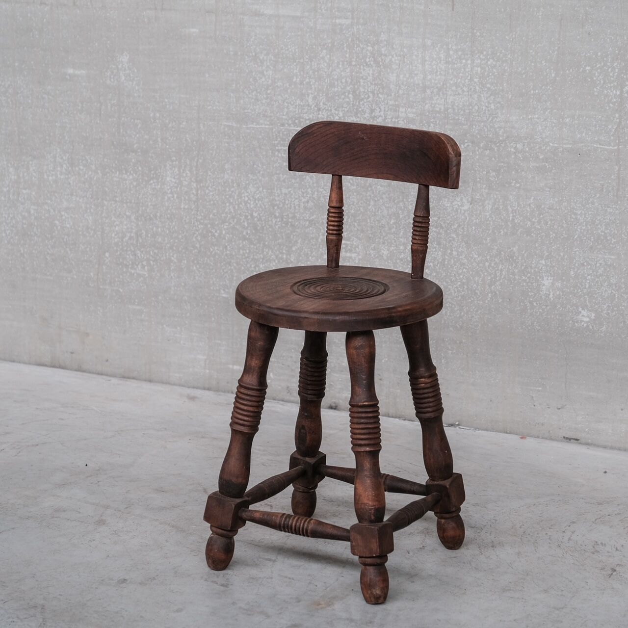 French oak mid-century turned occasional chair