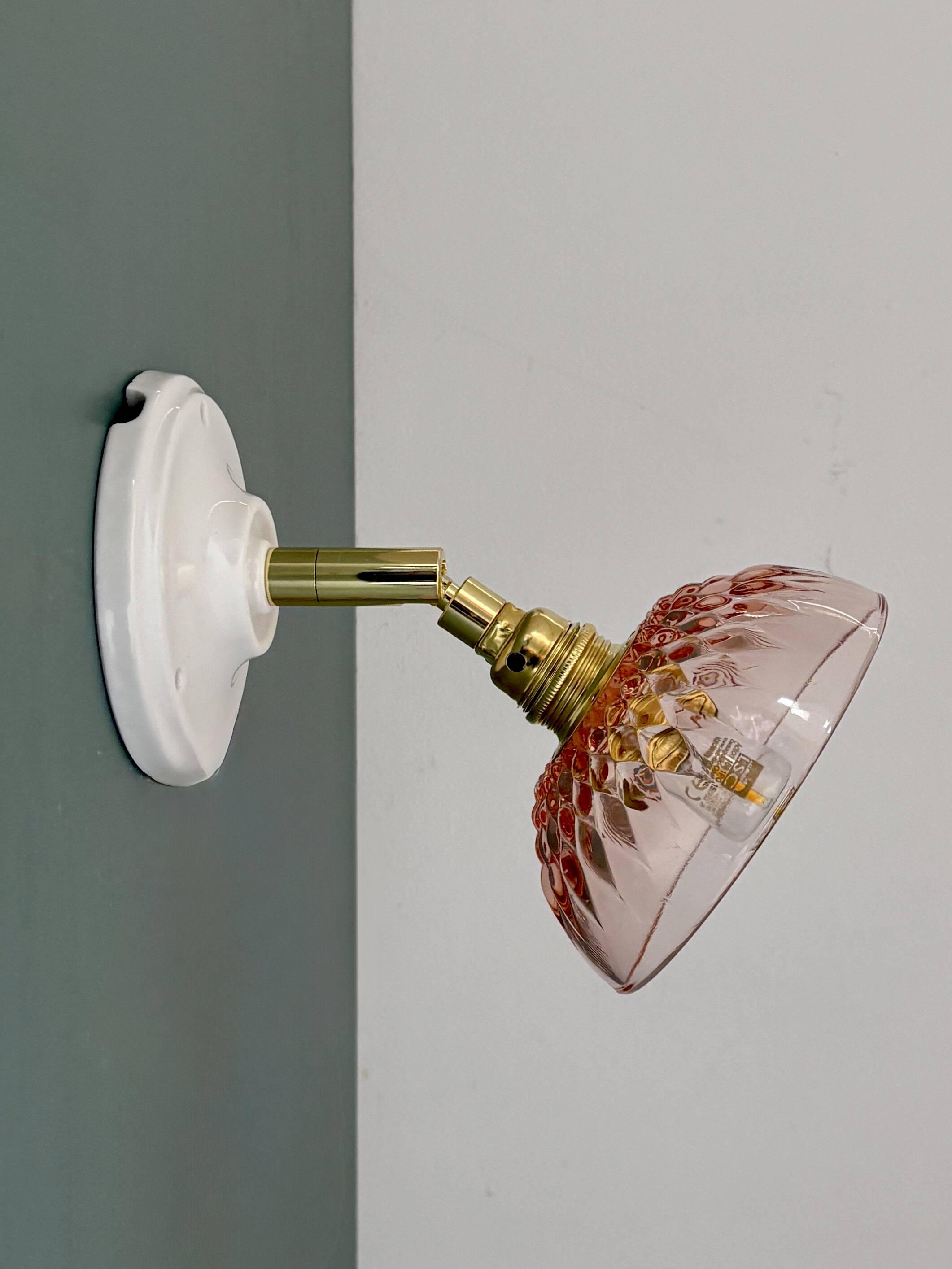 Vintage pink glass lampshade - tableware collection