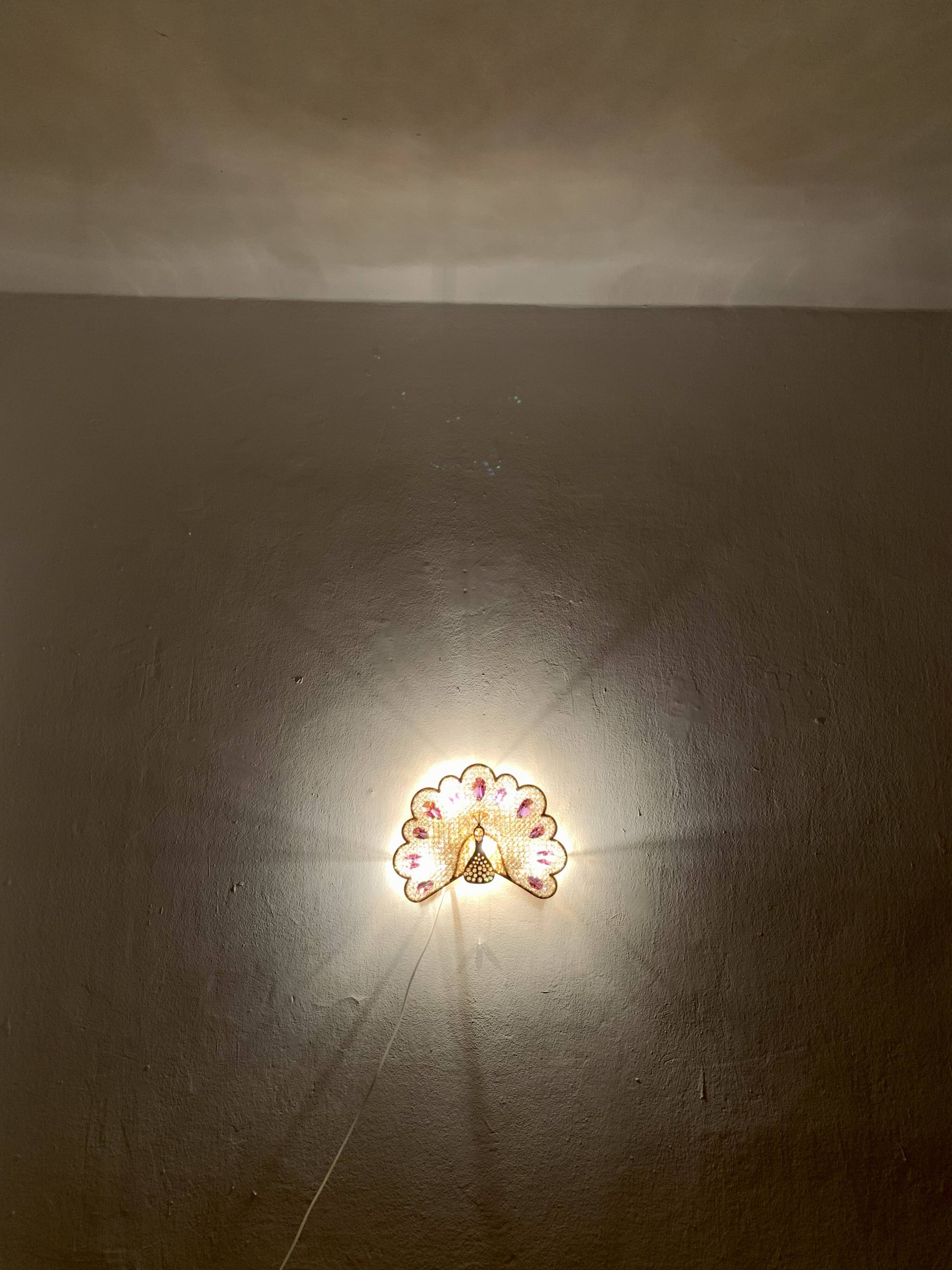 Ensemble de 2 appliques murales en verre cristal en forme de paon de Palwa