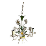 Sheet metal chandelier with daisy masks, 3 branches.
