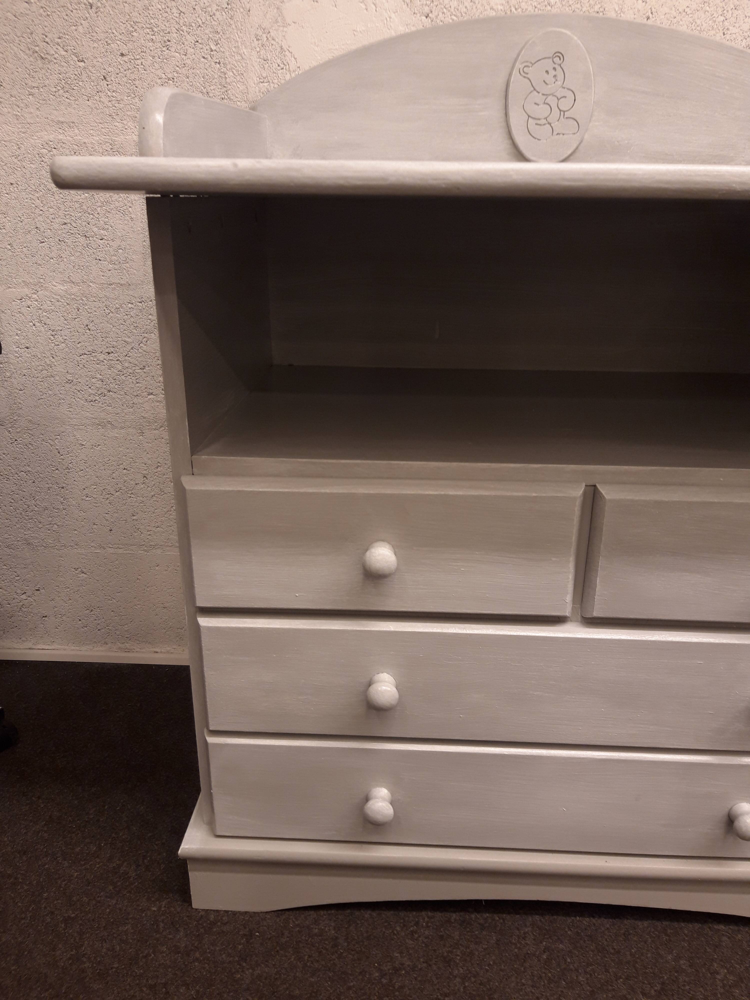 Grey patinated changing dresser