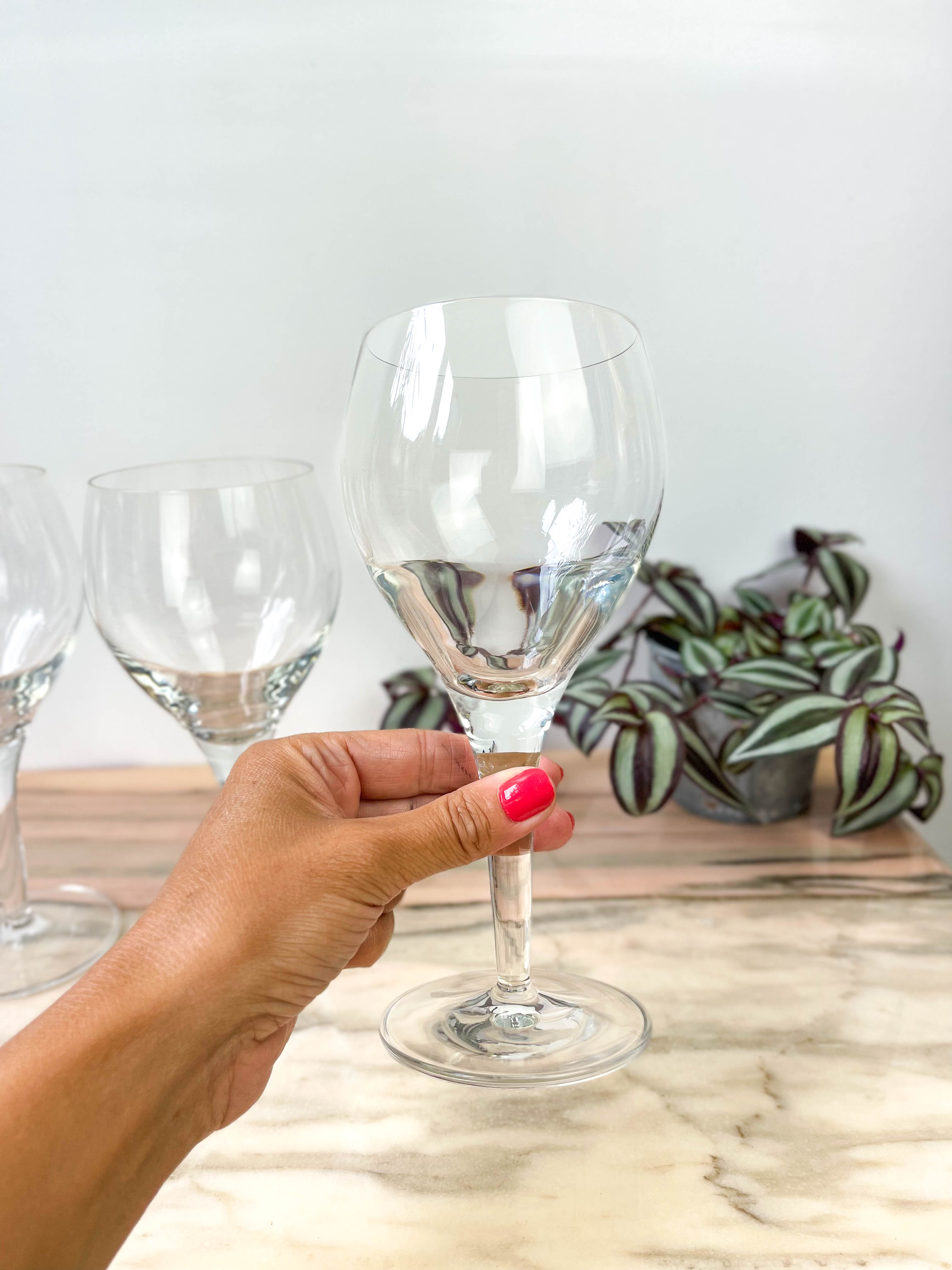 6 vintage crystal water glasses