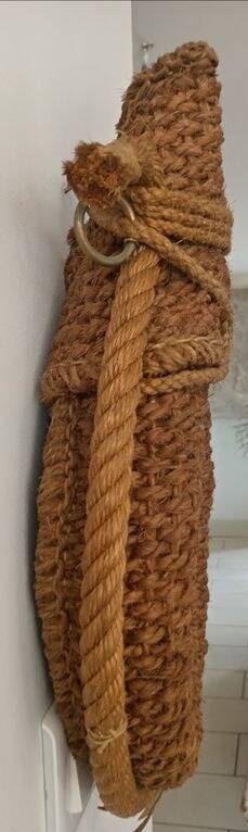 Audoux Minet vintage rope and leather designer mirror, 1950s