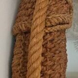 Audoux Minet vintage rope and leather designer mirror, 1950s