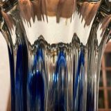 Large vintage blue glass vase