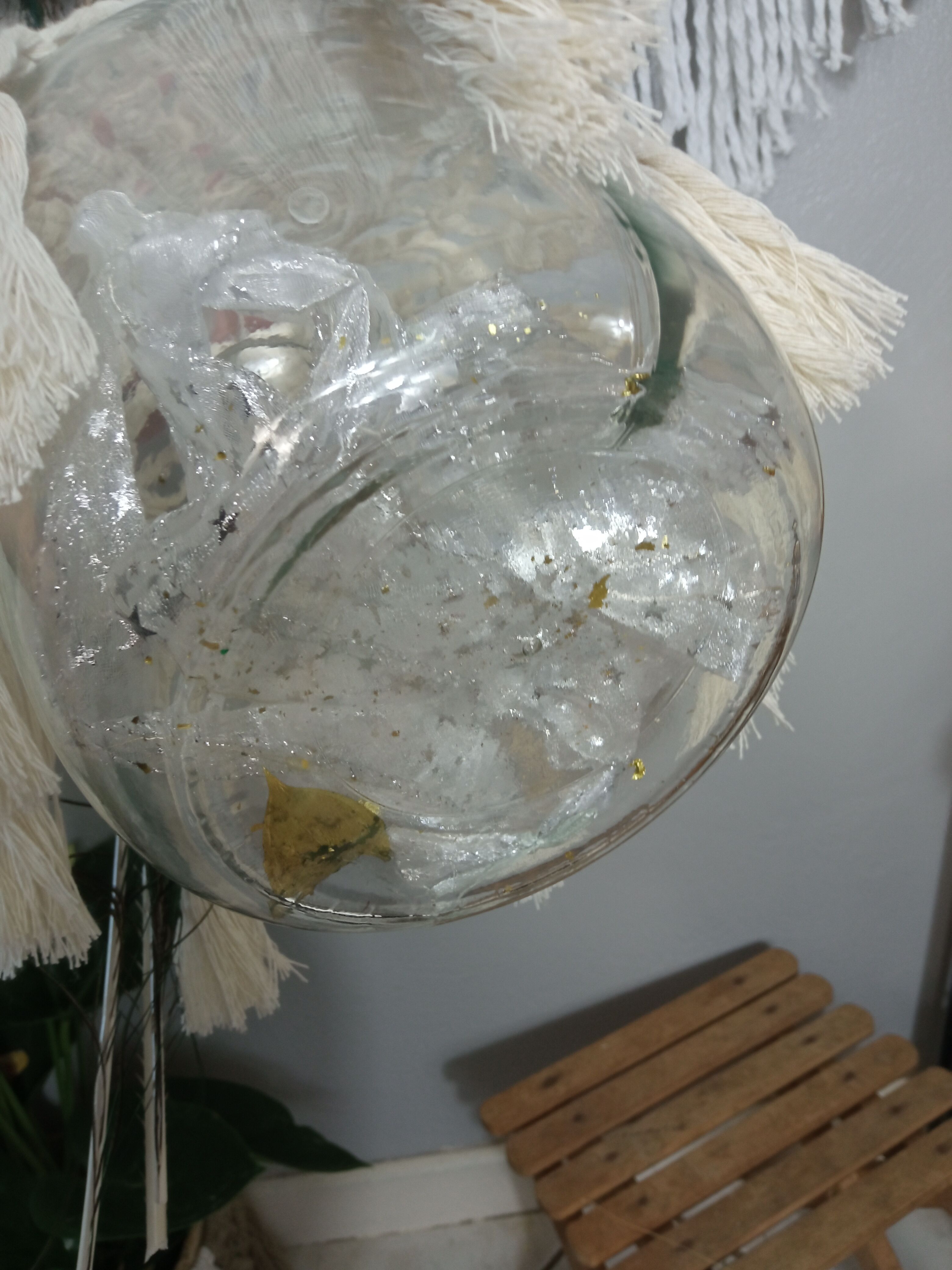 Canister glass macramé decoration