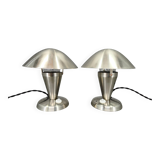 Pair of Bauhaus Chrome Adjustable Table Lamps, 1930s Czechoslovakia
