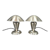Pair of Bauhaus Chrome Adjustable Table Lamps, 1930s Czechoslovakia