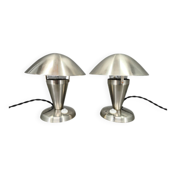 Paire de lampes de table réglables en chrome Bauhaus, années 1930 Tchécoslovaquie