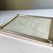Art deco silver colored   frame 28.5 cm x 14.5 cm  convex glass