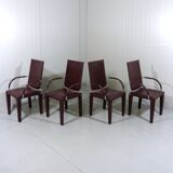 Chaises Arcadia en cuir Arper Italie années 1980, set de 4