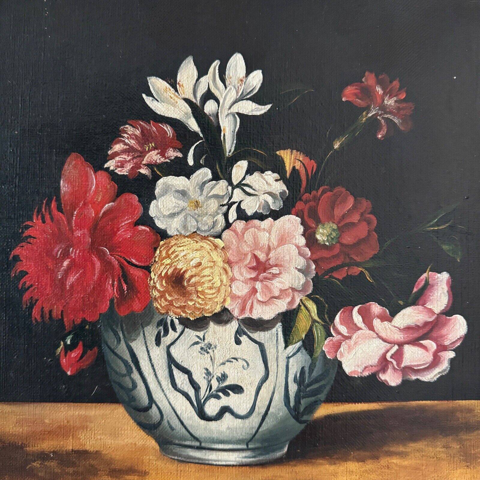 Oil on canvas still life with flowers in a vase early 20th century