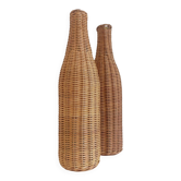 Bouteilles en verre en osier rustiques faites à la main, milieu du 20e siècle, France