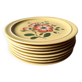 9 assiettes plates en céramique française k&g luneville, ø 24,8 cm
