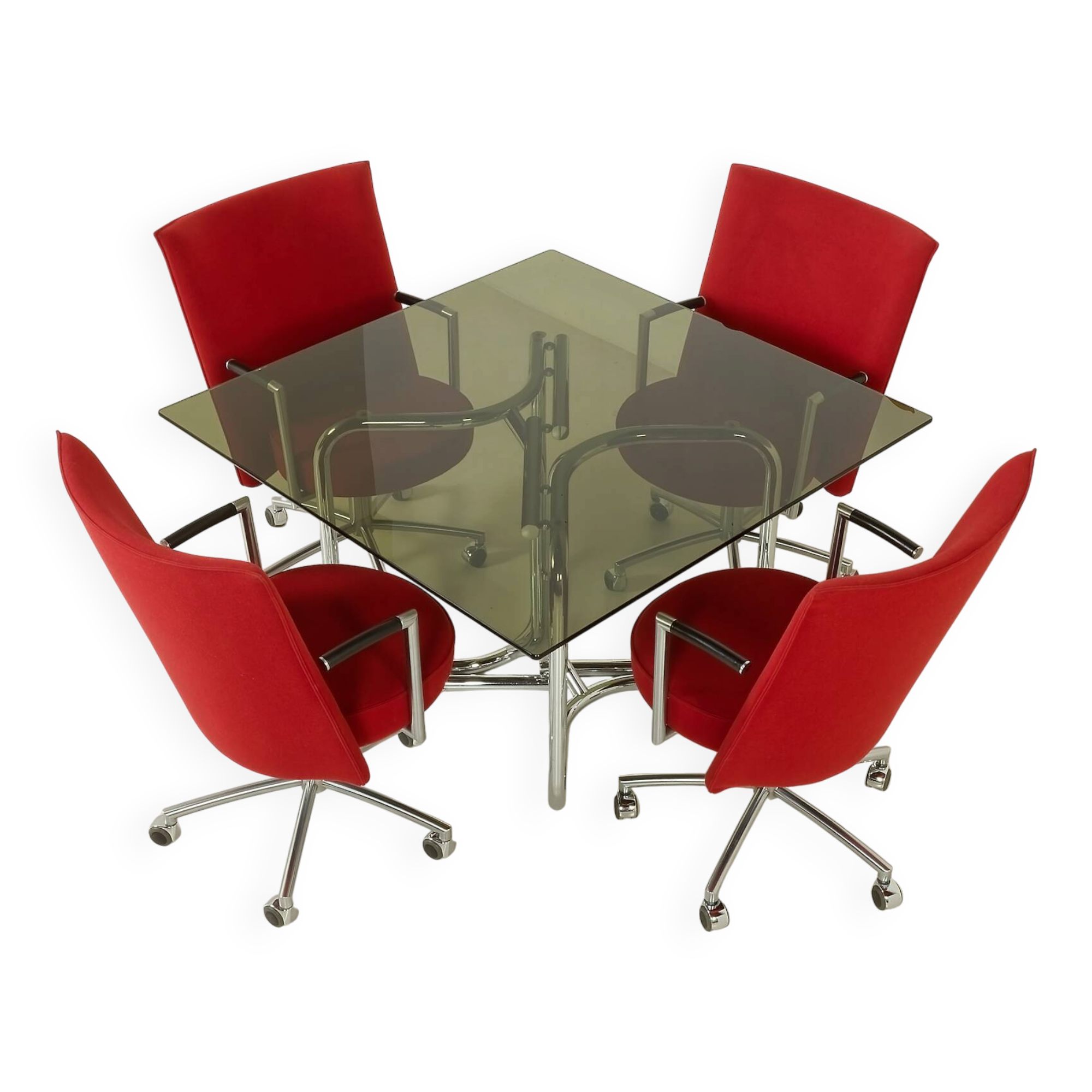 Erik Jørgensen “Partner” chairs by J. Foersom & P. Hiort-Lorenzen, set of 4, Denmark, 1970s