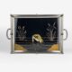 Art Deco tea tray glass and silver metal 30s