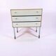 Small vintage drawer unit / bedside table with white drawers