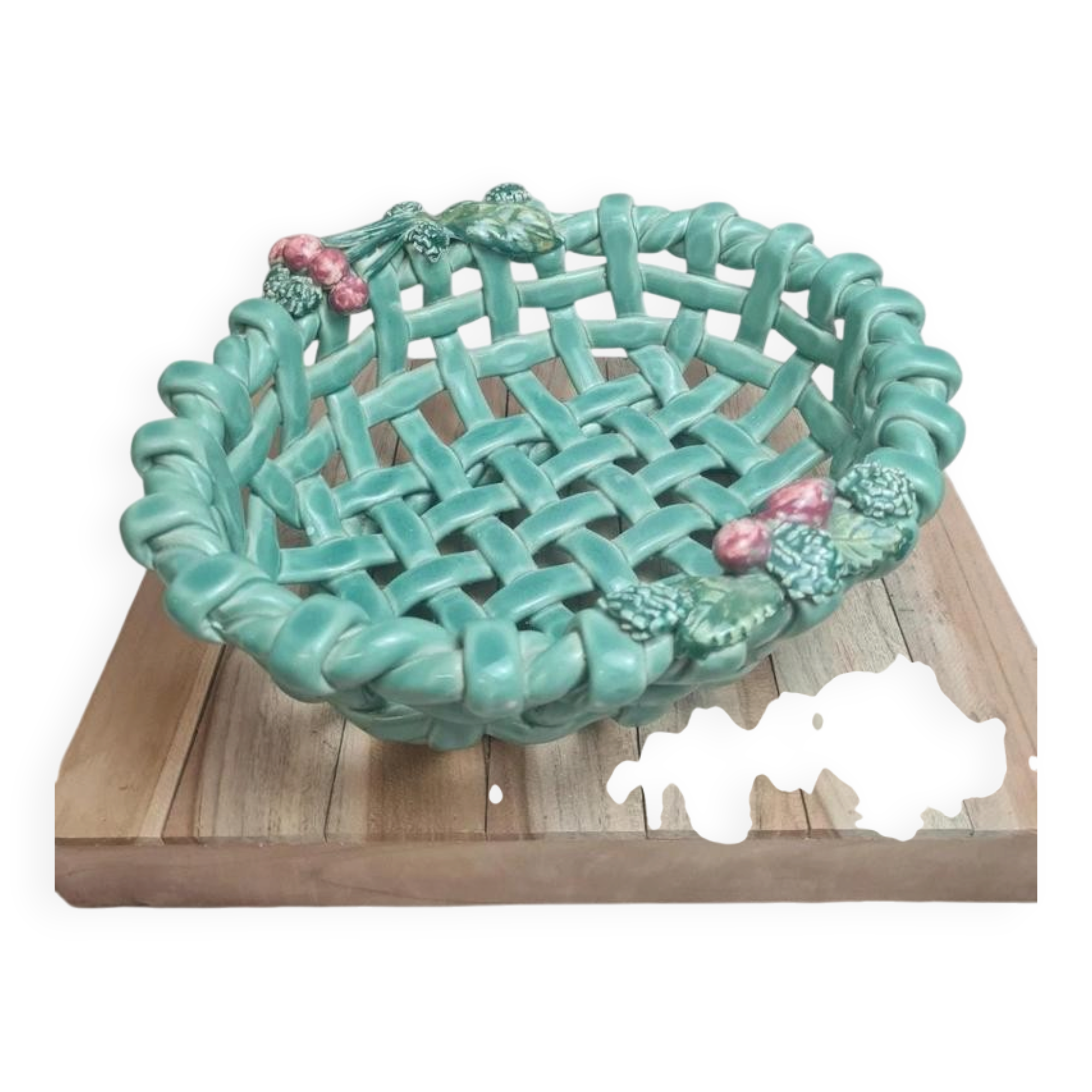 Large openwork bowl in slipware