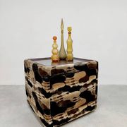 Table de chevet de table d'armoire de boîte de camouflage vintage