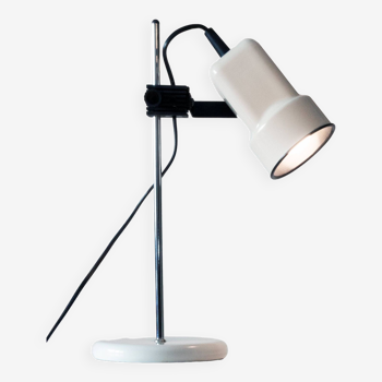 Lampe de bureau année 70 80, métal chromé et laqué blanc