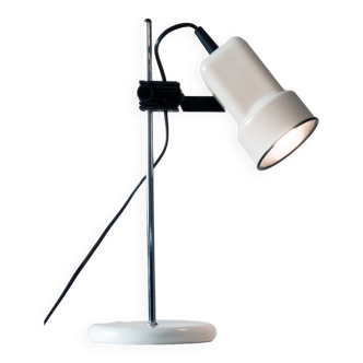 Desk lamp from the 70s and 80s, chrome and white lacquered metal