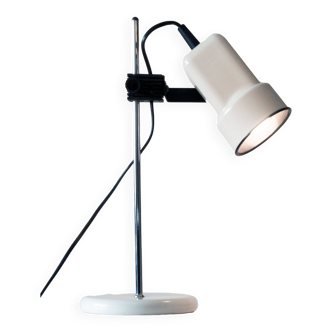 Lampe de bureau année 70 80, métal chromé et laqué blanc