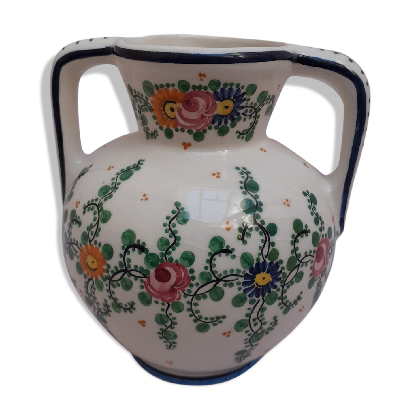 Vase in earthenware floral decoration