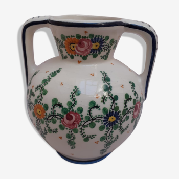 Vase in earthenware floral decoration