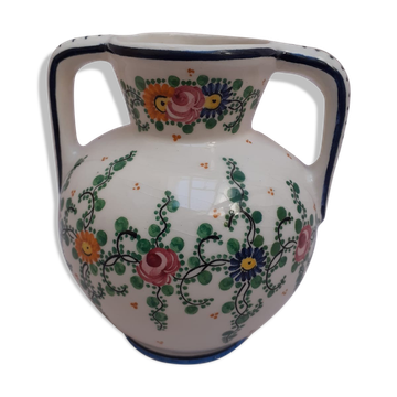 Vase en faïence décor floral