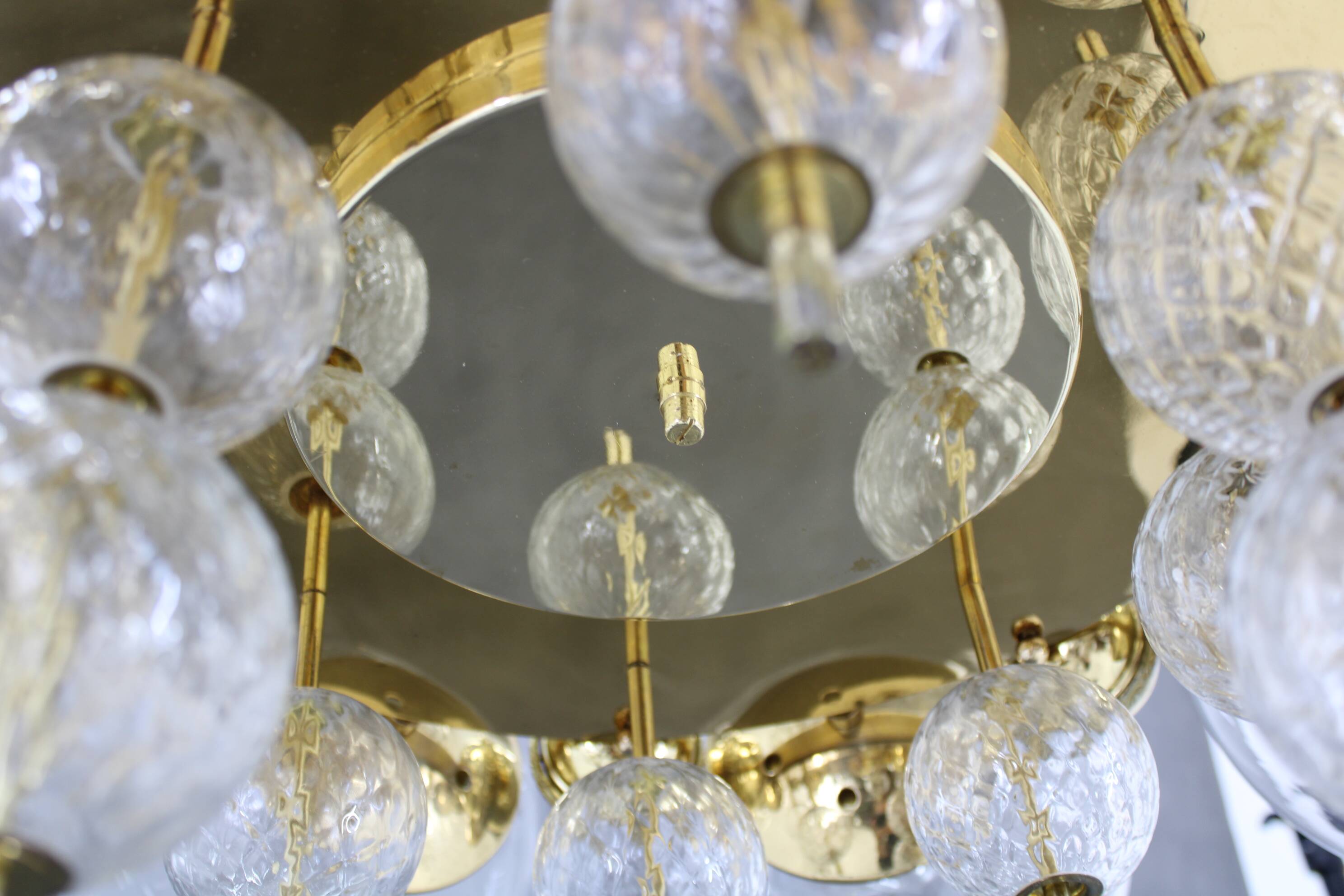 1970s Large Chandelier in Brass Finish by Kamenicky Senov ,up to 10 items