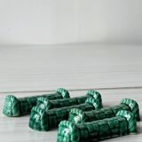 5 green ceramic knife holders with bamboo effect