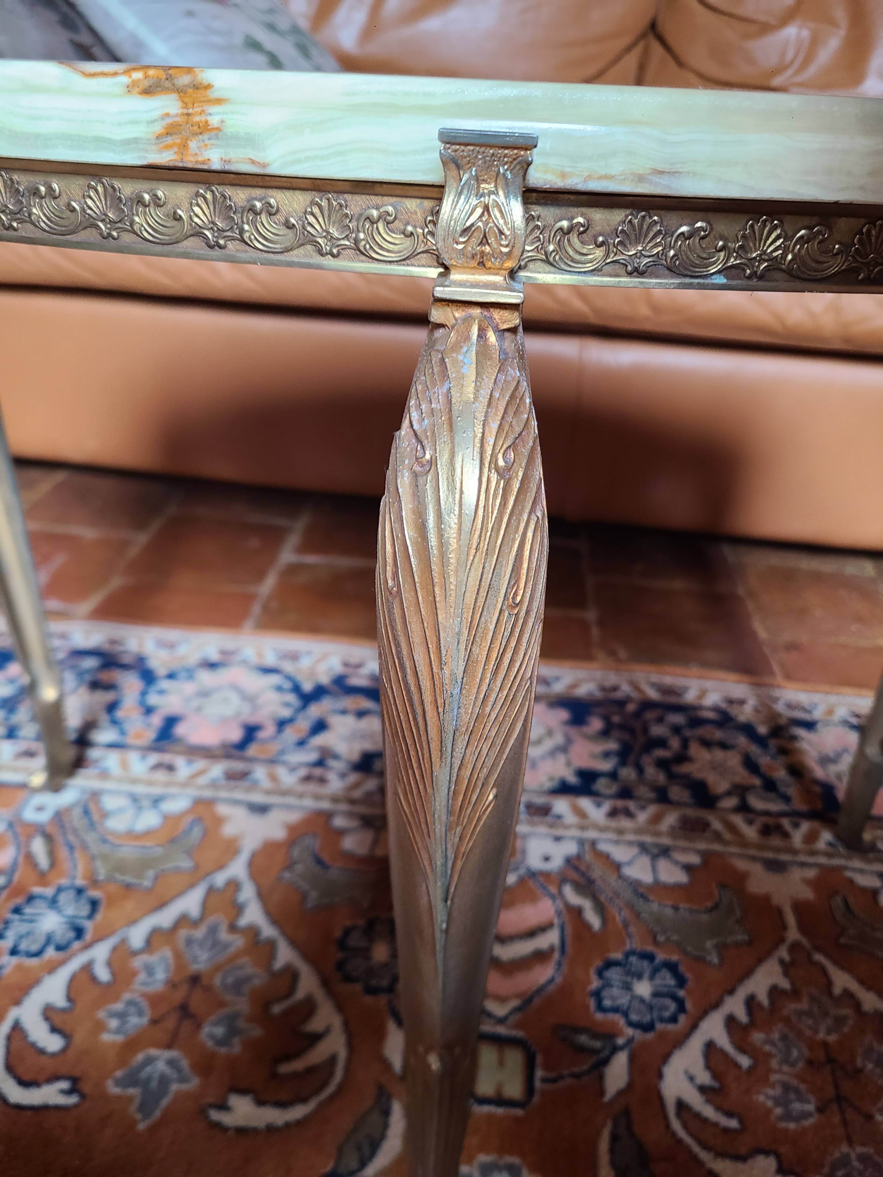 Marble nesting table with brass legs