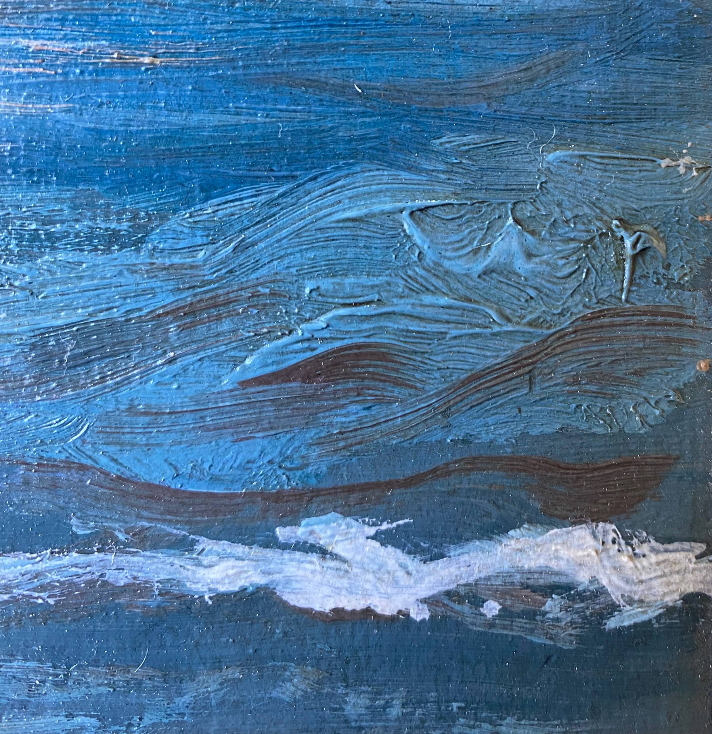 Painting Landscape Marine 1938 HST signed Grandmontagne + Orientalist frame