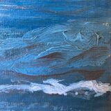 Painting Landscape Marine 1938 HST signed Grandmontagne + Orientalist frame