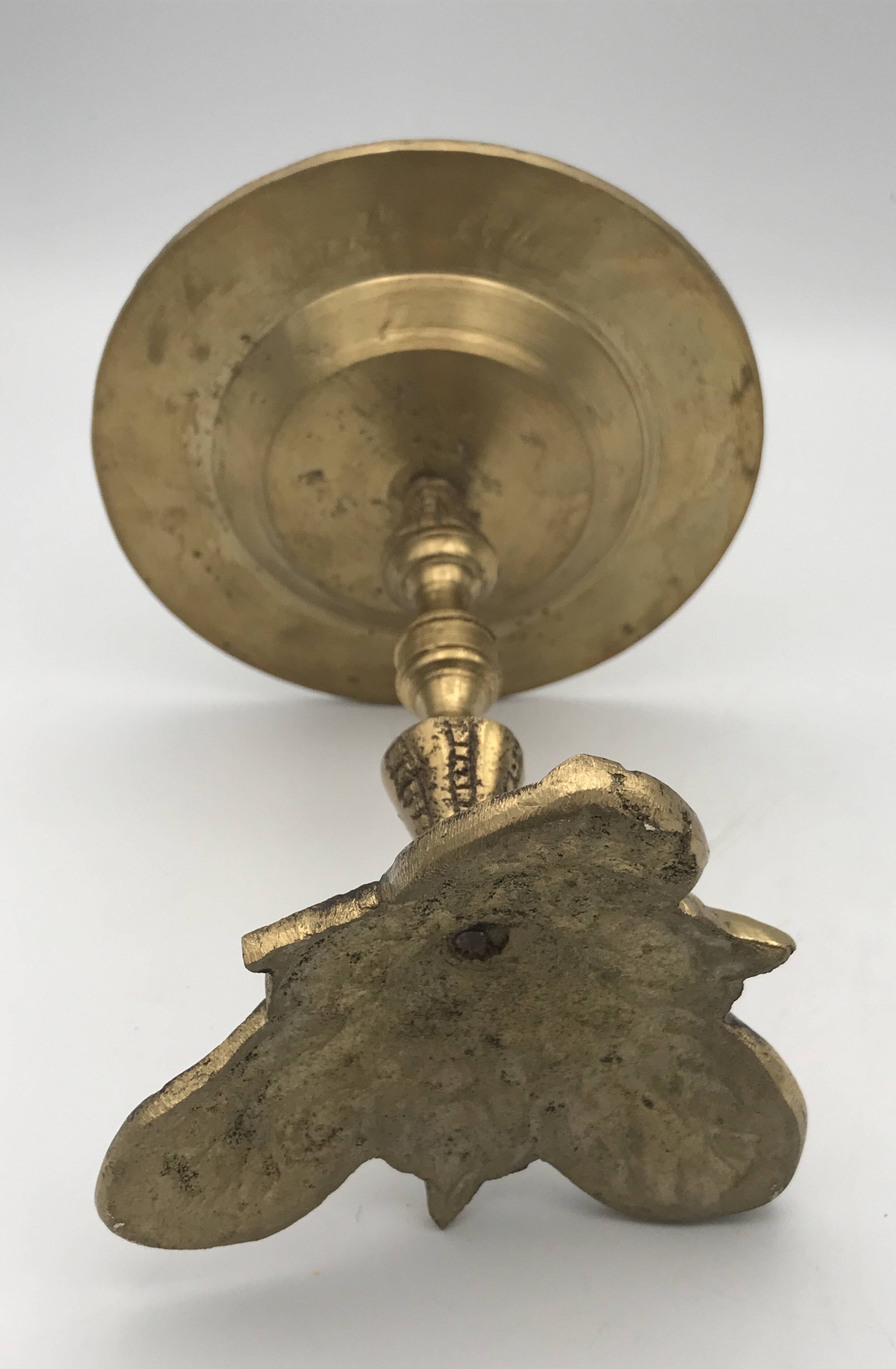 Cendrier sur pied en laiton massif vintage décor signes du zodiaque