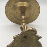 Cendrier sur pied en laiton massif vintage décor signes du zodiaque