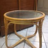 Rattan coffee table with glass top