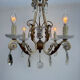 Crystal pendant chandelier wrought iron 1900