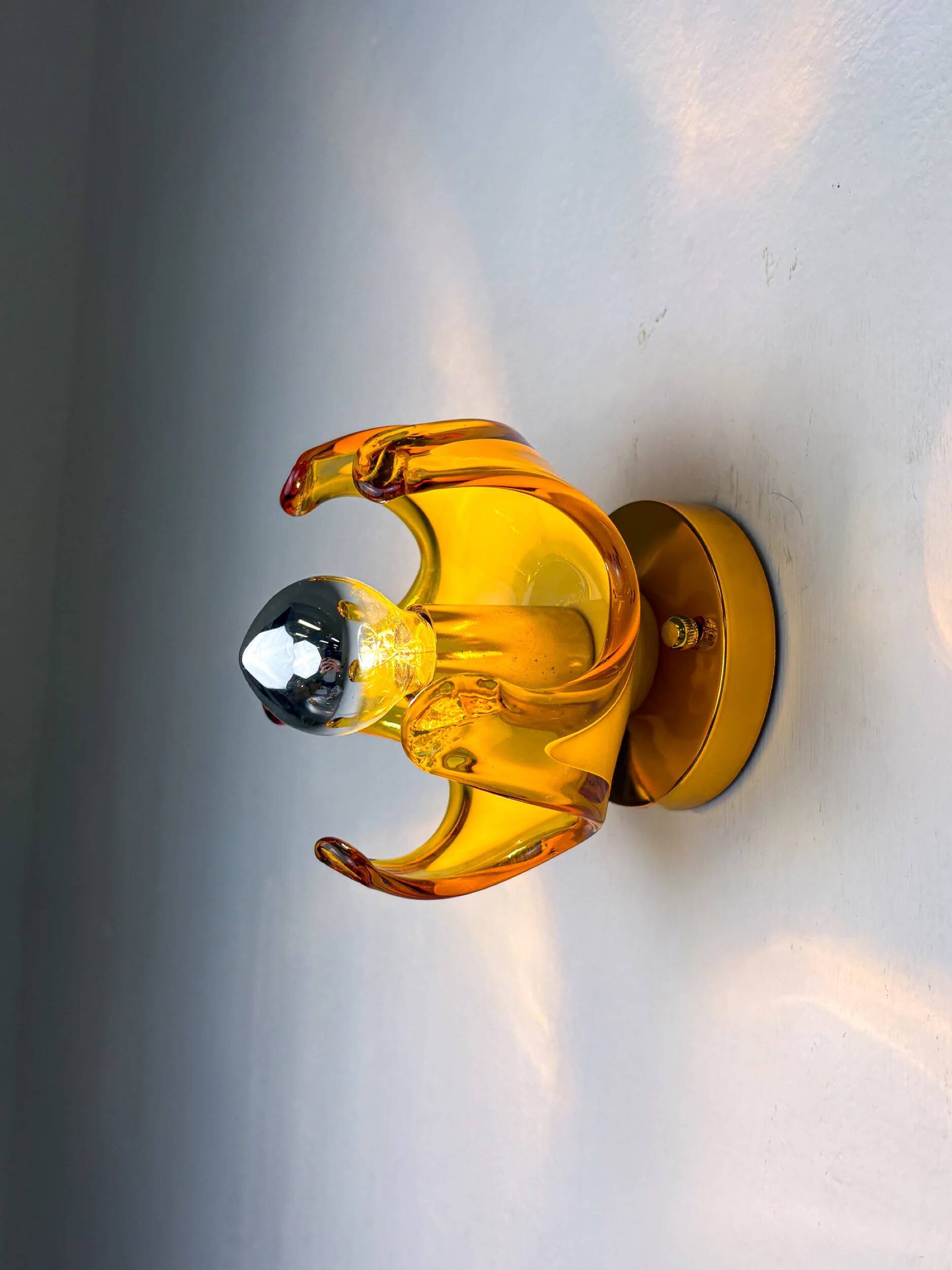 Carlo Nason sconce for Mazzega Murano, orange Murano blown glass Italy, 1970s
