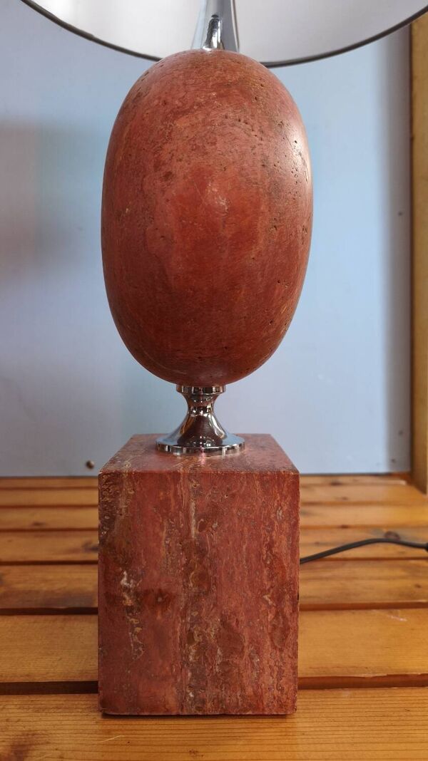 Lampe à poser en marbre rouge - style Barbier 1970