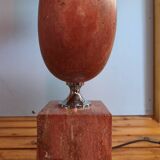 Lampe à poser en marbre rouge - style Barbier 1970
