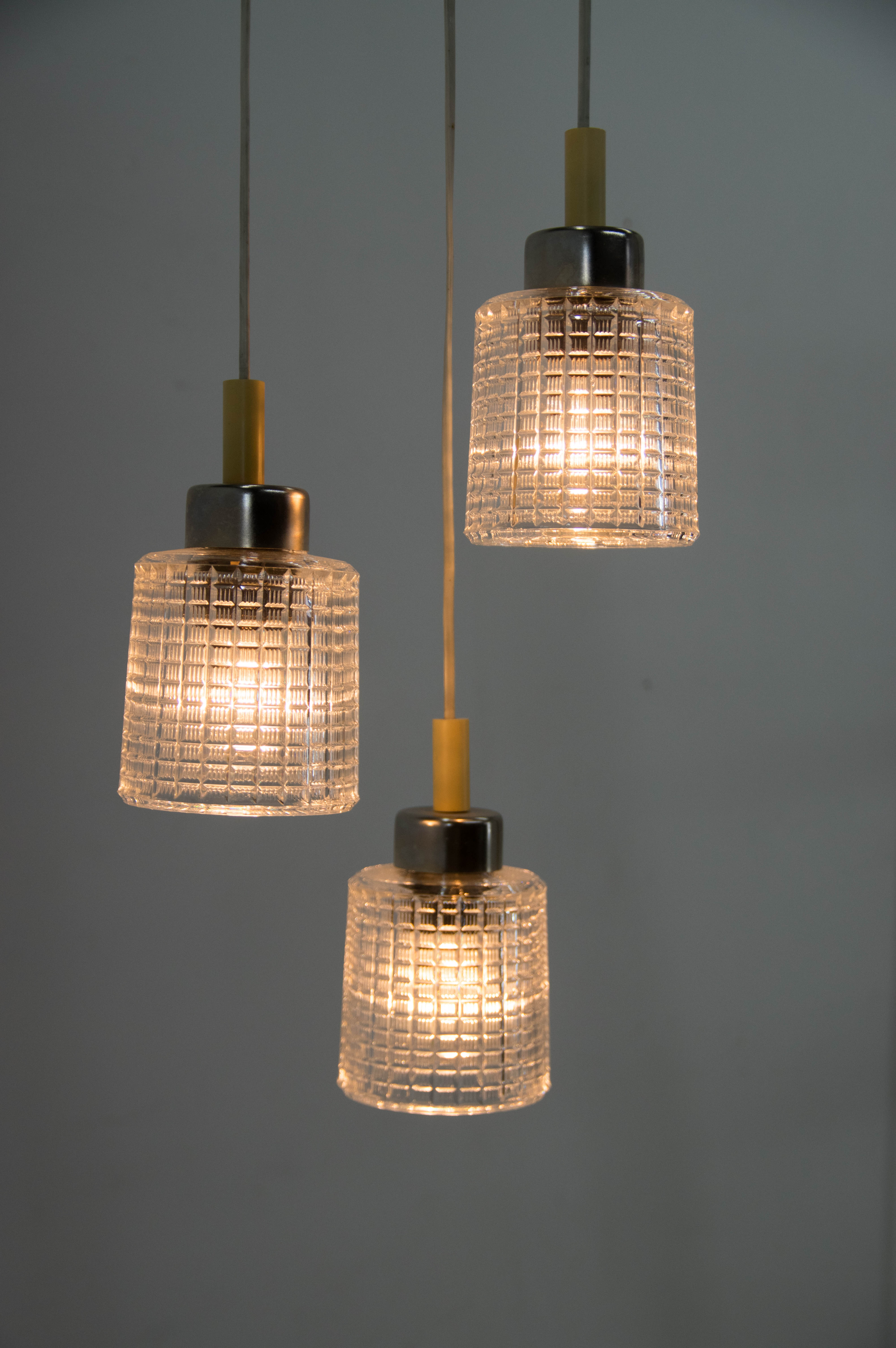 Mid century adjustable glass suspension by Pokrok Zilina, 1970s