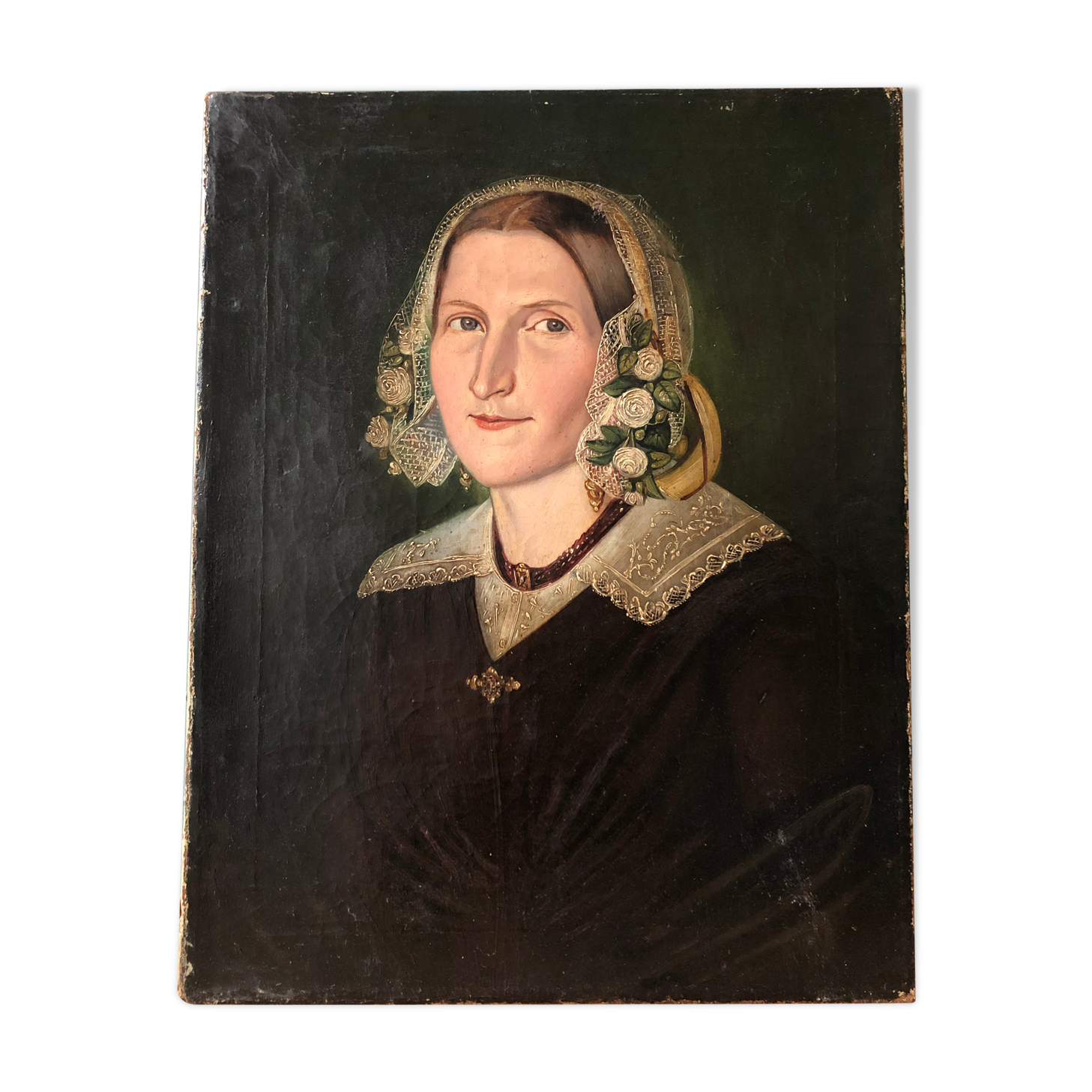 Tableau portrait huile sur toile XIXème