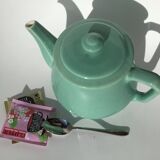 Théière grès bleu vert art déco