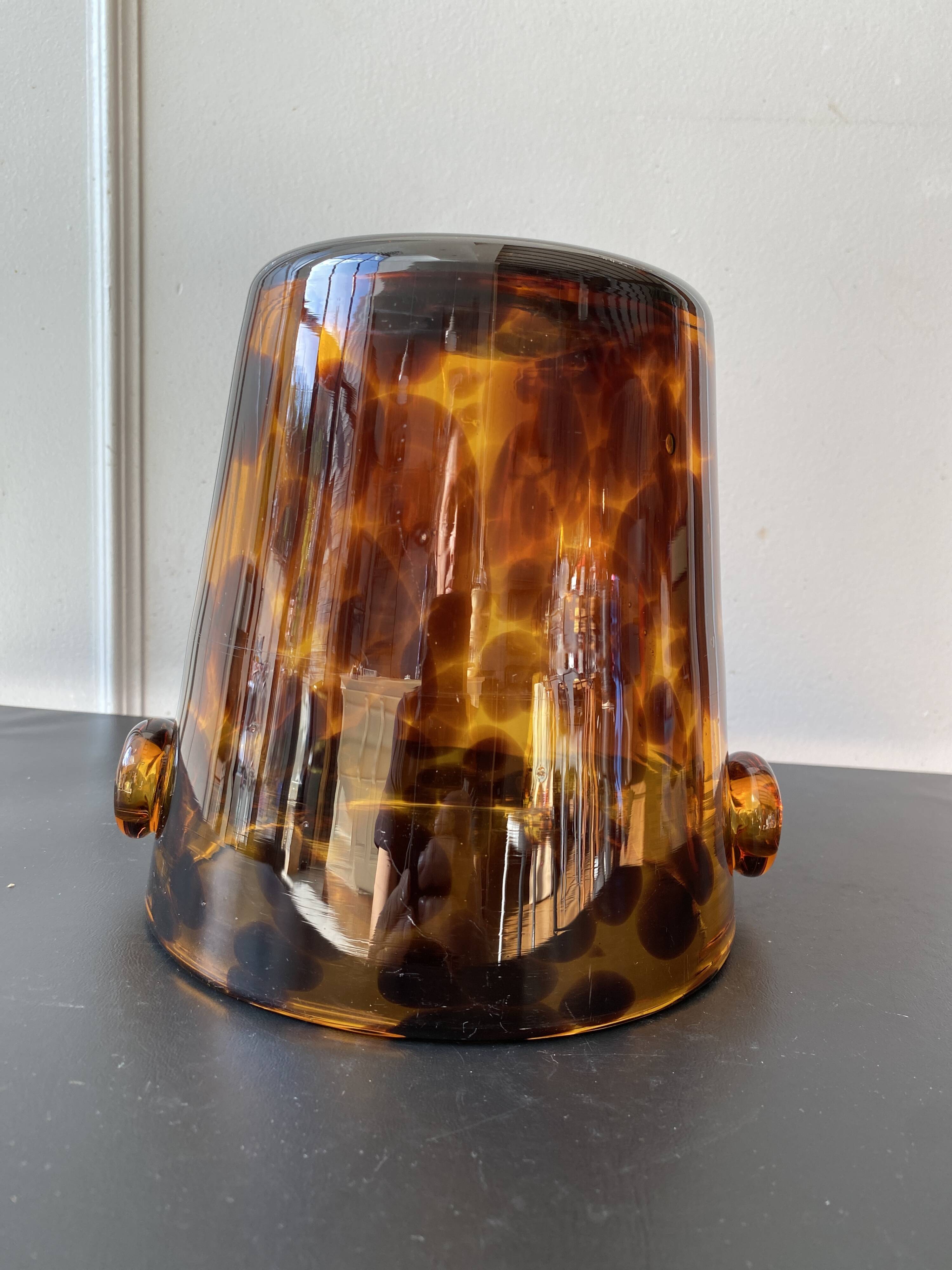 Seau à glaçons vintage Empoli pour Dior – verre soufflé écaille de tortue