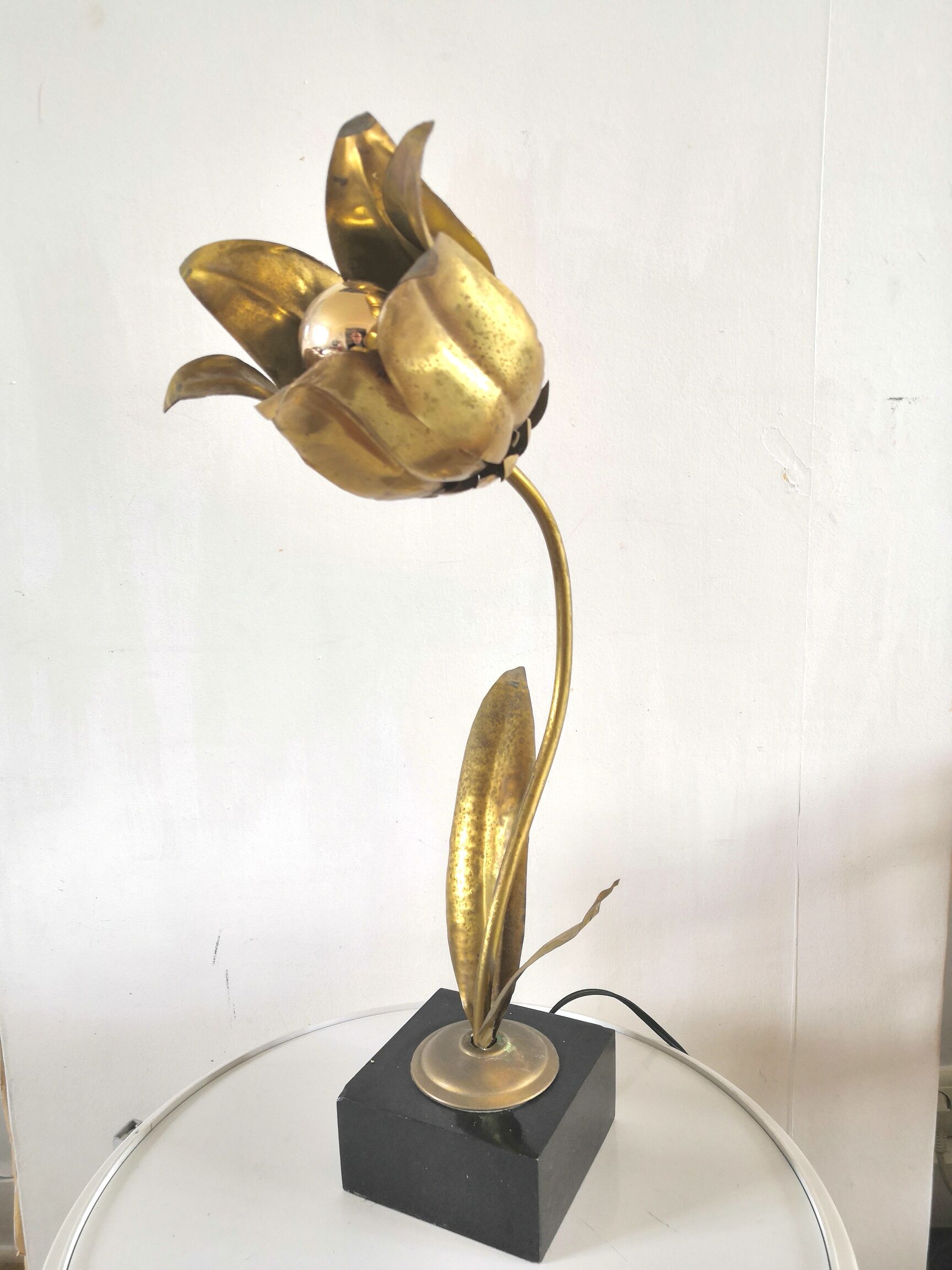 Tulip flower lamp in brass design 60s - 70s